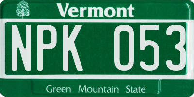 VT license plate NPK053