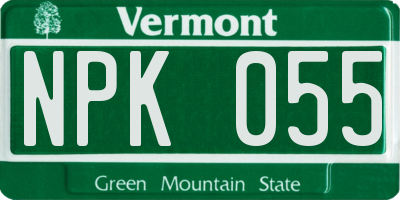 VT license plate NPK055