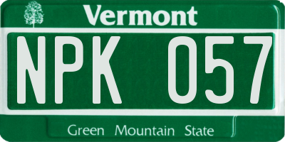 VT license plate NPK057