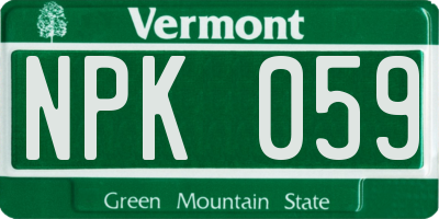 VT license plate NPK059
