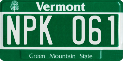 VT license plate NPK061