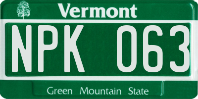 VT license plate NPK063