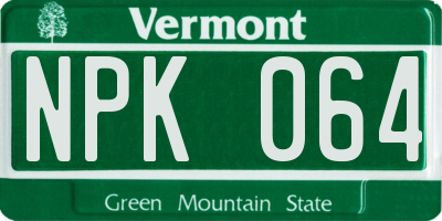 VT license plate NPK064