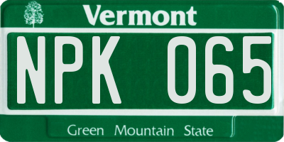 VT license plate NPK065