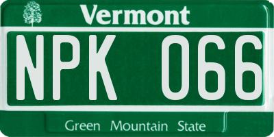VT license plate NPK066