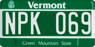 VT license plate NPK069