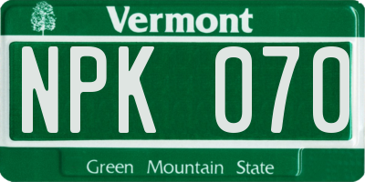 VT license plate NPK070