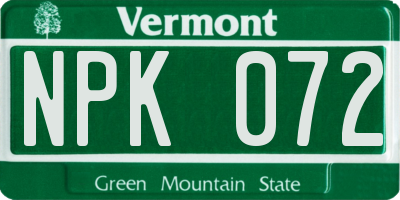 VT license plate NPK072