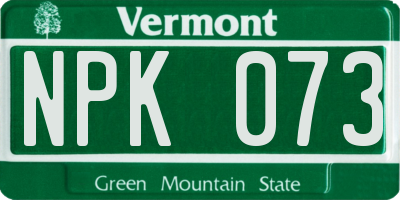 VT license plate NPK073