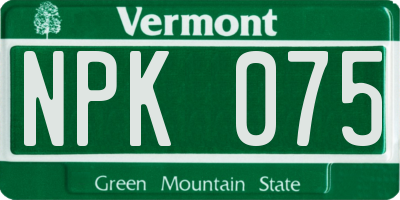 VT license plate NPK075