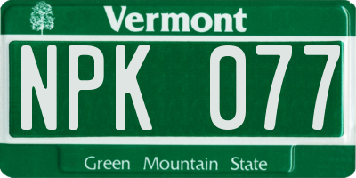 VT license plate NPK077