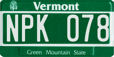VT license plate NPK078
