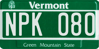 VT license plate NPK080