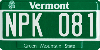 VT license plate NPK081