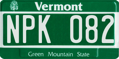 VT license plate NPK082