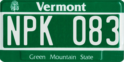 VT license plate NPK083