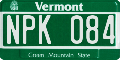 VT license plate NPK084