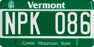 VT license plate NPK086
