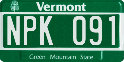 VT license plate NPK091