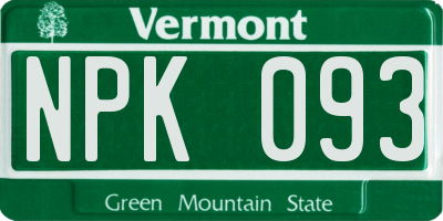 VT license plate NPK093