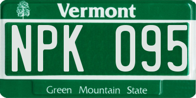 VT license plate NPK095