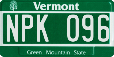 VT license plate NPK096