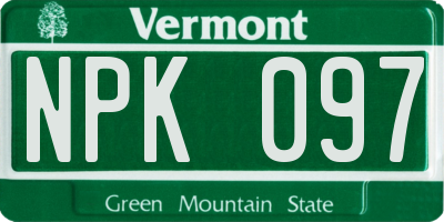VT license plate NPK097