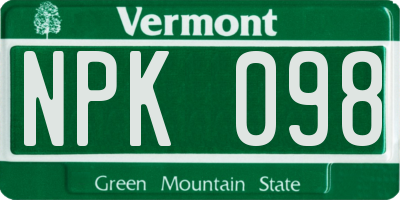 VT license plate NPK098