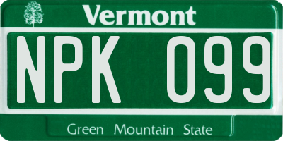 VT license plate NPK099