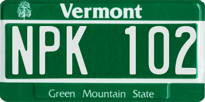 VT license plate NPK102