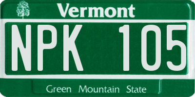 VT license plate NPK105