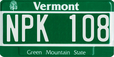 VT license plate NPK108