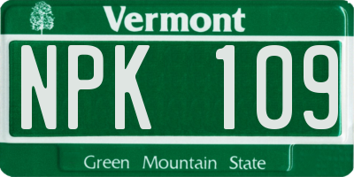 VT license plate NPK109