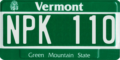 VT license plate NPK110