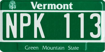 VT license plate NPK113