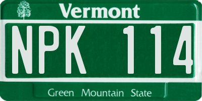 VT license plate NPK114