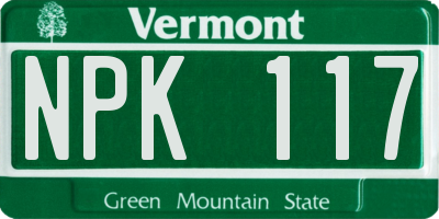 VT license plate NPK117
