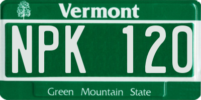 VT license plate NPK120