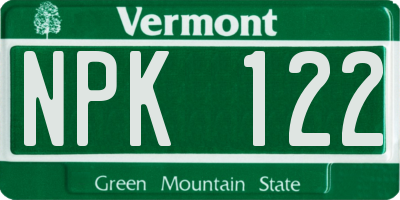 VT license plate NPK122