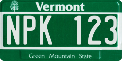 VT license plate NPK123