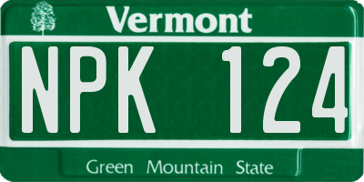 VT license plate NPK124