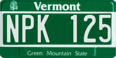 VT license plate NPK125