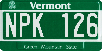 VT license plate NPK126