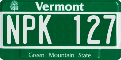 VT license plate NPK127