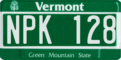 VT license plate NPK128