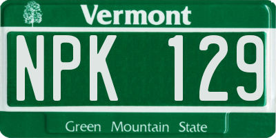 VT license plate NPK129
