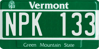 VT license plate NPK133