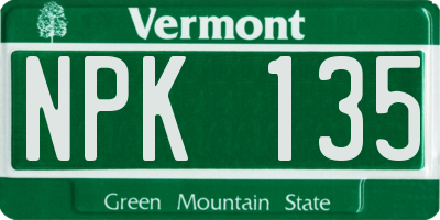VT license plate NPK135