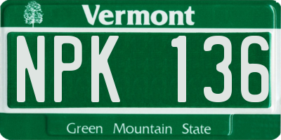 VT license plate NPK136