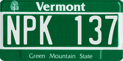 VT license plate NPK137